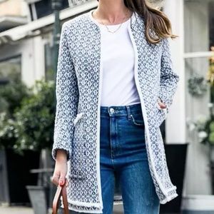 Zara Blue Frayed Coat